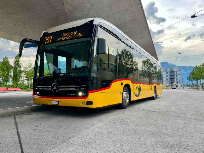 Auf der Strecke Buchs&ndash;Wildhaus werden neu Elektrobusse eingesetzt. Quelle: intern (A&ouml;V)